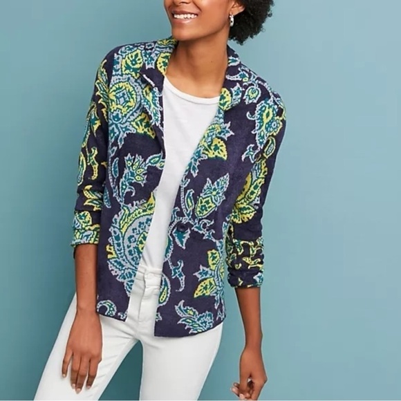 Anthropologie Moth Retro 70s Artsy Chenille Sweater Jacket Size Small Whimsical - Picture 1 of 13